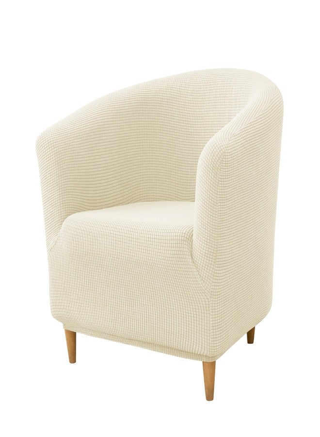PENDEJATO Stretch Tub Chair Covers, 1-Piece Club Chair Slipcover Soft Jacquard Barrel Chair Cover Armchair Slipcovers Furniture Protector for Living Room (Beige) - Image 1